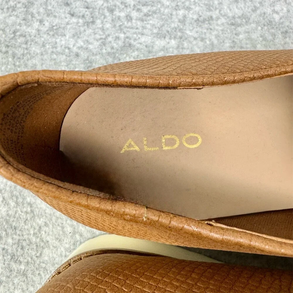 Aldo Womens Loafer Comfort Flats Brown Embossed Slip On Size 11